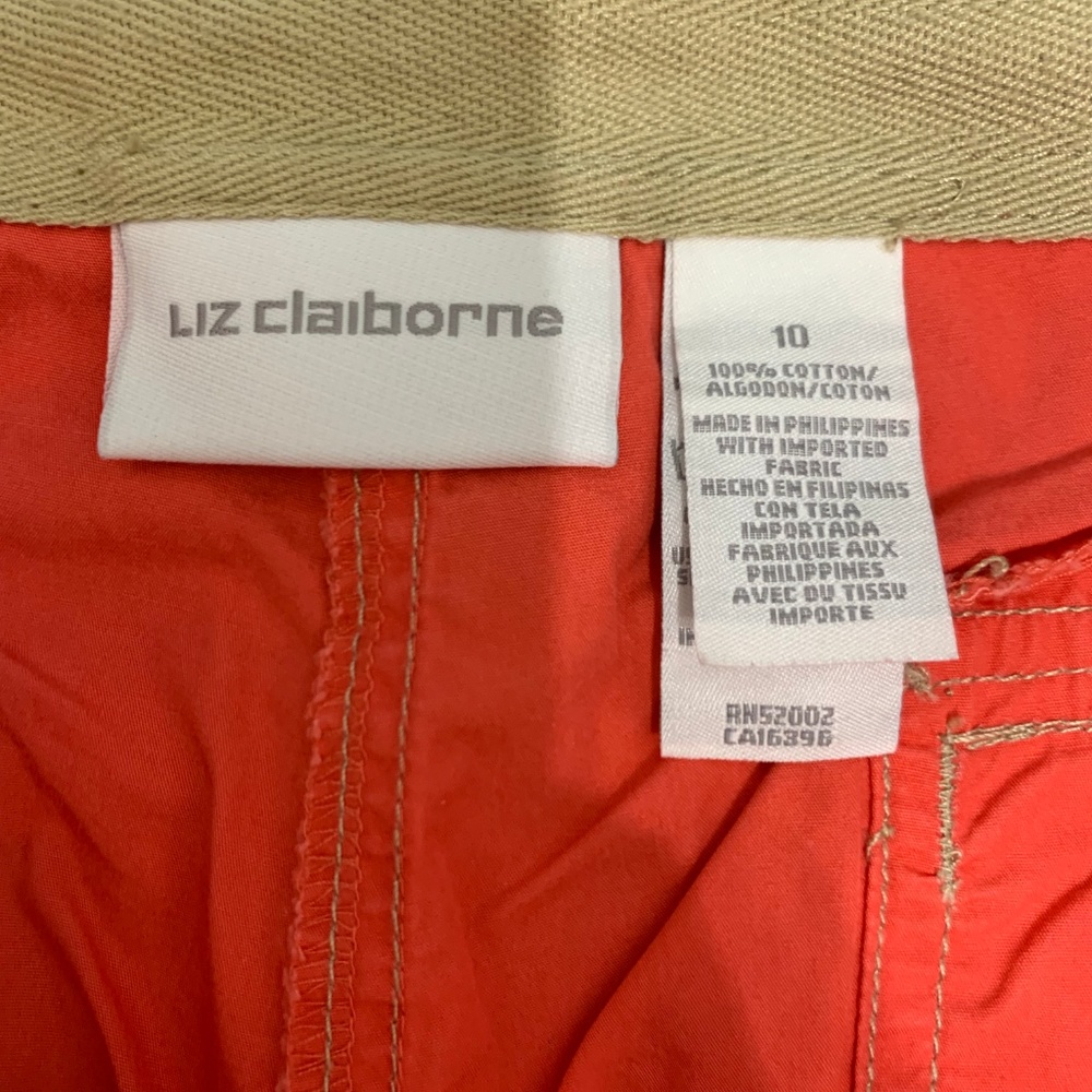 Liz Claiborne Sz 10 Orange Pants Capri Chino - Picture 4 of 4